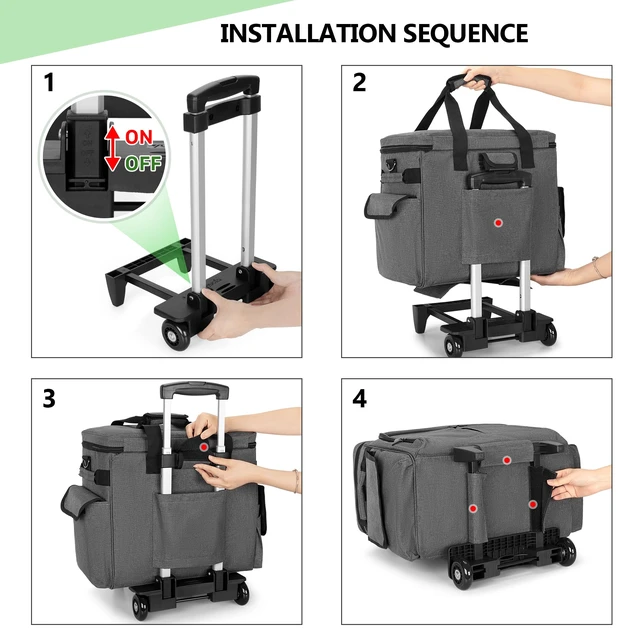 Alt view image 4 of 7 - Rolling Teacher Bag with Expandable File Pocket Detachable Trolley Teacher Tote Bag with Wheels for up to 15.6 Inches Laptop (Patented Design)
