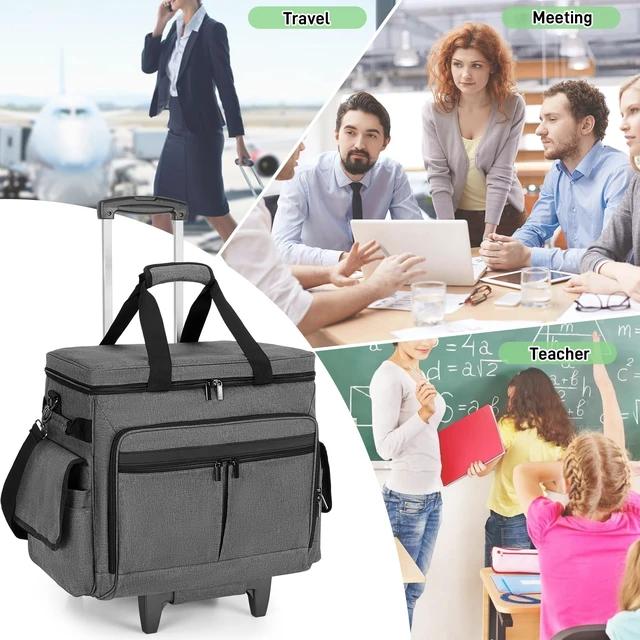 Alt view image 5 of 7 - Rolling Teacher Bag with Expandable File Pocket Detachable Trolley Teacher Tote Bag with Wheels for up to 15.6 Inches Laptop (Patented Design)