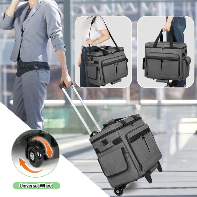 Alt view image 7 of 7 - Rolling Teacher Bag with Expandable File Pocket Detachable Trolley Teacher Tote Bag with Wheels for up to 15.6 Inches Laptop (Patented Design)