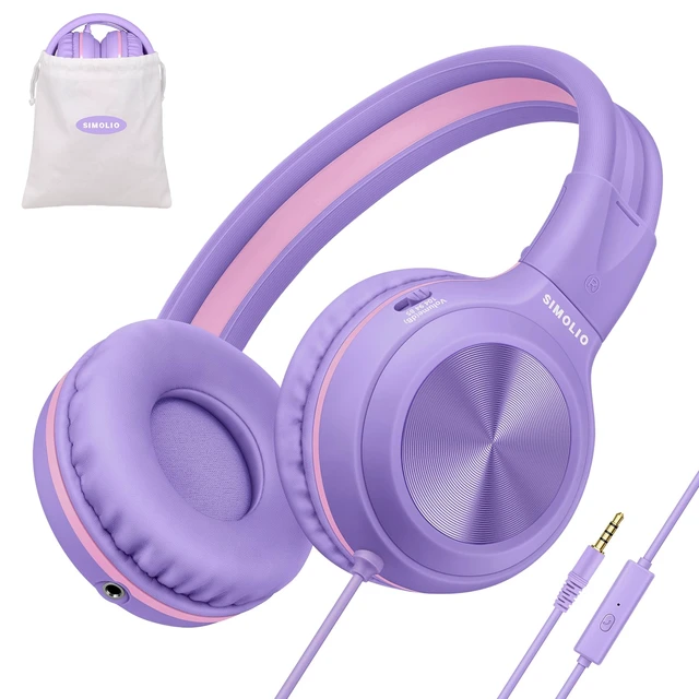 Main image of Manyshare Wired Headphones for Kids with Microphone, 3.5mm Plug Share Port Makes Audio Sharing Simple, 3-Level Volume Limiting and HD Mic, Headset for School, PC, Computer, Travel and Play