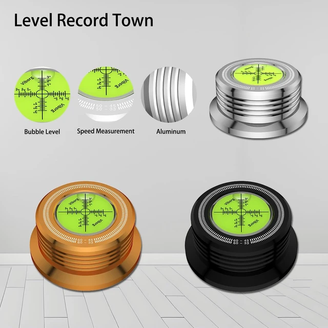 Alt view image 3 of 7 - LP528B Record Weight Phono LP Disc Stabilizer, Black 50Hz Turntable Level, 280G (9.9 OZ) HiFi 3 in 1 Vinyl Clamp Strobe Speed Record Puck with Bubble Leveling (50Hz, Black)