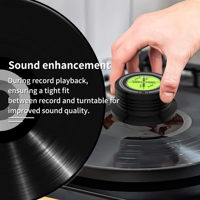 Alt view image 4 of 7 - LP528B Record Weight Phono LP Disc Stabilizer, Black 50Hz Turntable Level, 280G (9.9 OZ) HiFi 3 in 1 Vinyl Clamp Strobe Speed Record Puck with Bubble Leveling (50Hz, Black)