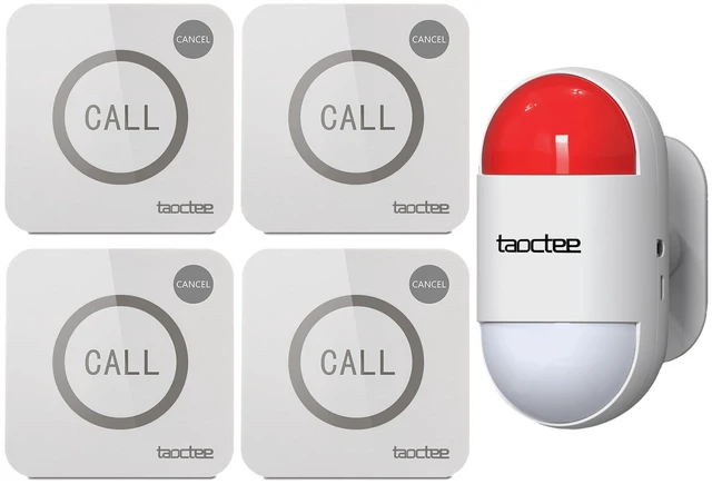 Main image of Strobe Siren Alarm Panic Alarm Buttons Strobe Siren Remote Alarm Sound & Light Security Alarm Warning Strobe Alarm System for Home, Bussiness(Battery Operated&USB Charging), RC-P7/RC-E52
