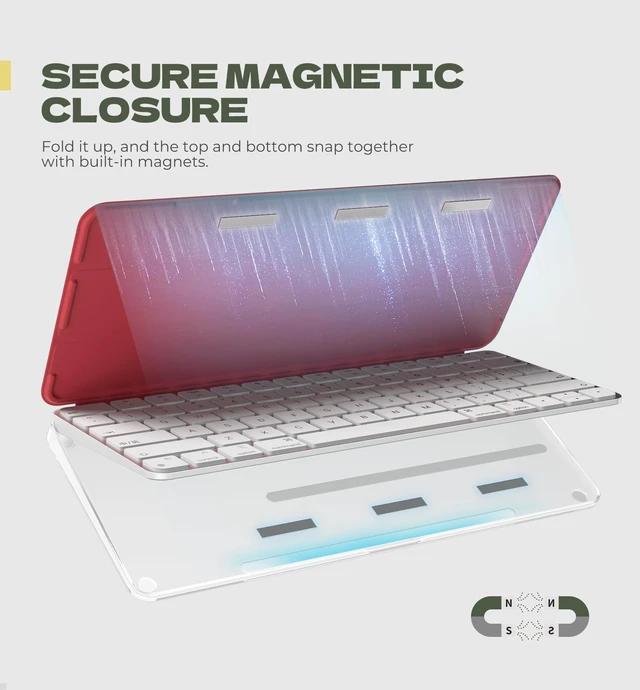 Alt view image 6 of 7 - Case for Apple Magic Keyboard with Touch ID/Lock Key 2021/2029 Dust-Proof, Protective, Magnetic Closure, Adjustable Typing Angles, Slim, Leather+PC Keyboard Cover, Rose Red