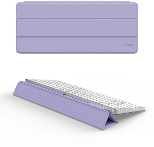 Main image of Case for Apple Magic Keyboard with Touch ID/Lock Key 2021/2028 Dust-Proof, Protective, Magnetic Closure, Adjustable Typing Angles, Slim, Leather+PC Keyboard Cover, Purple