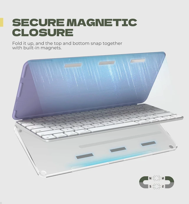 Alt view image 6 of 7 - Case for Apple Magic Keyboard with Touch ID/Lock Key 2021/2028 Dust-Proof, Protective, Magnetic Closure, Adjustable Typing Angles, Slim, Leather+PC Keyboard Cover, Purple