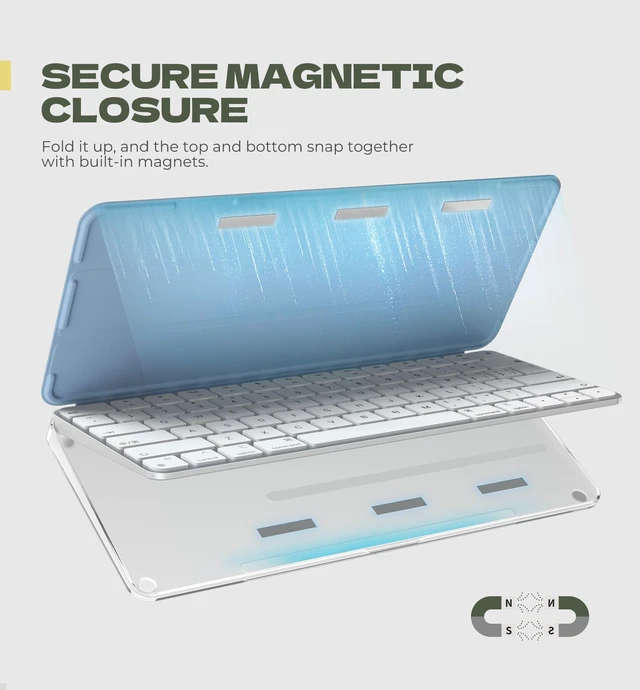 Alt view image 6 of 7 - Case for Apple Magic Keyboard with Touch ID/Lock Key 2021/2027 Dust-Proof, Protective, Magnetic Closure, Adjustable Typing Angles, Slim, Leather+PC Keyboard Cover, Light Blue