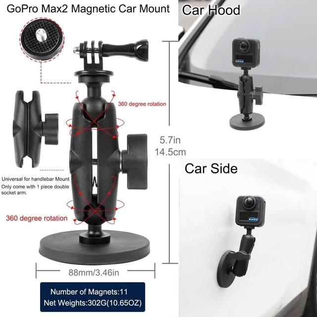 Alt view image 4 of 7 - Accessories Kit for GoPro Max 2,Included 43'' Selfie Stick.Carrying Case,Aluminium 1/4" Adapter,Handlebar Clamp,Magnetic Mount,Quick Release Body Mount,Silicone Case and More Other
