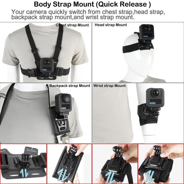 Alt view image 6 of 7 - Accessories Kit for GoPro Max 2,Included 43'' Selfie Stick.Carrying Case,Aluminium 1/4" Adapter,Handlebar Clamp,Magnetic Mount,Quick Release Body Mount,Silicone Case and More Other