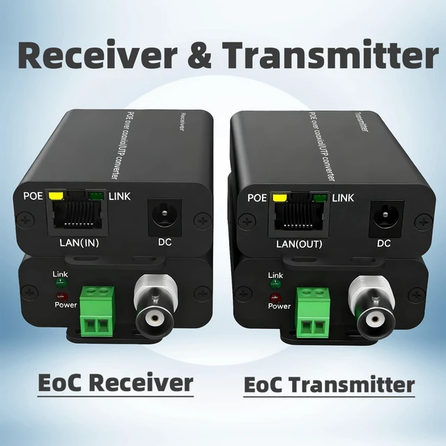 Alt view image 2 of 7 - POE Over Coax Converter BNC to Ethernet IP Extender EOC, 3280ft(1000m) Power & Data Transmission Over RG59 Coaxial Cable for Analog to IP CCTV Security Surveillance System Upgrade 2 in1 BNC+Twist Pair