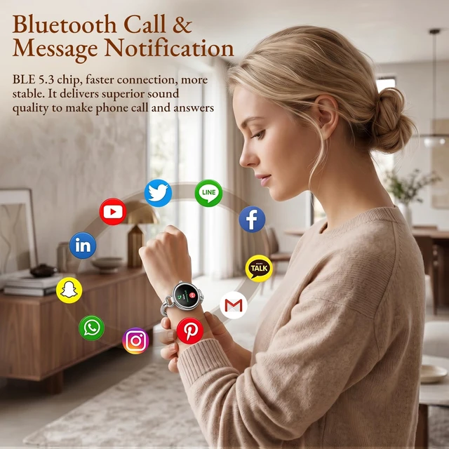 Alt view image 2 of 7 - Smart Watches for Women, 1.19" AMOLED, IP68, Elegant Occasions Make & Answer Calls, 100+ Sports Modes, Heart Rate, SpO2, Stress, Sleep & Menstrual Cycle Tracking