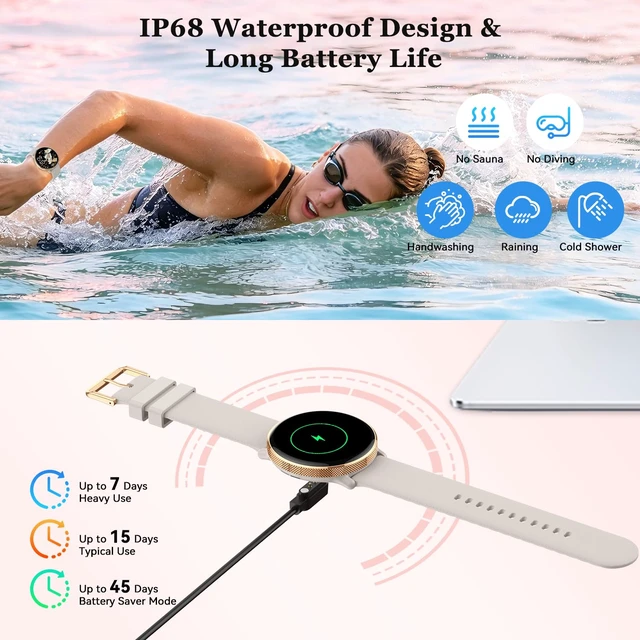 Alt view image 6 of 7 - Smart Watch for Women Fitness Tracker: Waterproof Bluetooth Call Answer/Make Smart Watches for Android/iPhone Digital Women Smartwatch Activity Pedometer Heart Rate SpO2 Monitor 120+ Sports Model