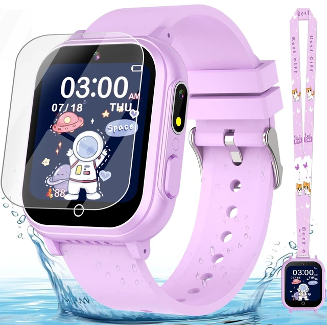 Main image of Kids Smart Watch Gift for Girls Ages 3-12, IP67 Waterproof, 32 Puzzle Games, HD Touchscreen Dual Camera Vedio Pedometer Music Player, Kids Watch Toy Birthday Gifts for Girls Ages 5 6 7 8 9 10 (Purple)