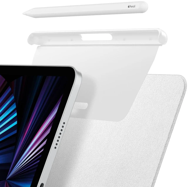 Main image of Pencil Holder for Apple Pencil Pro, 2nd Gen, Lenovo Yoga Pen, Galaxy S Pen, Compatible with Magic Keyboard, Smart Keyboard, Smart Folio, Magnetic iPad Cases, Wireless Charging Safe, White