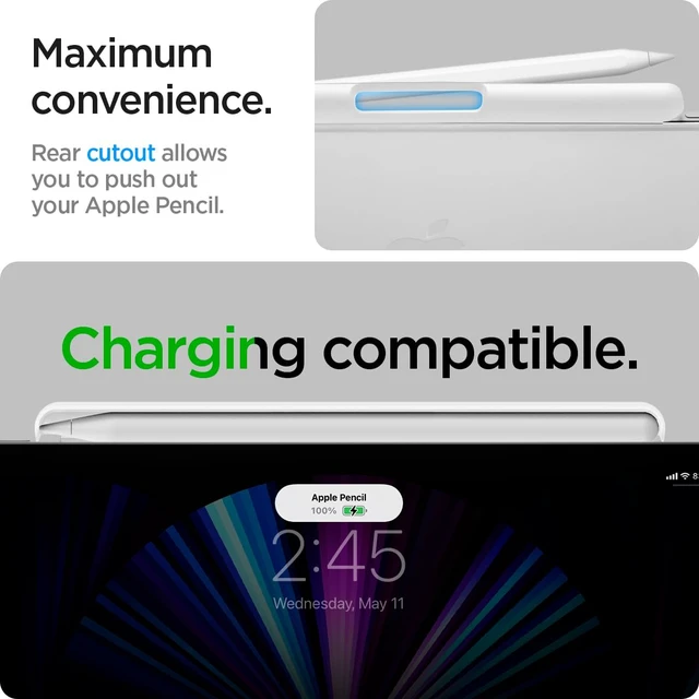 Alt view image 7 of 7 - Pencil Holder for Apple Pencil Pro, 2nd Gen, Lenovo Yoga Pen, Galaxy S Pen, Compatible with Magic Keyboard, Smart Keyboard, Smart Folio, Magnetic iPad Cases, Wireless Charging Safe, White