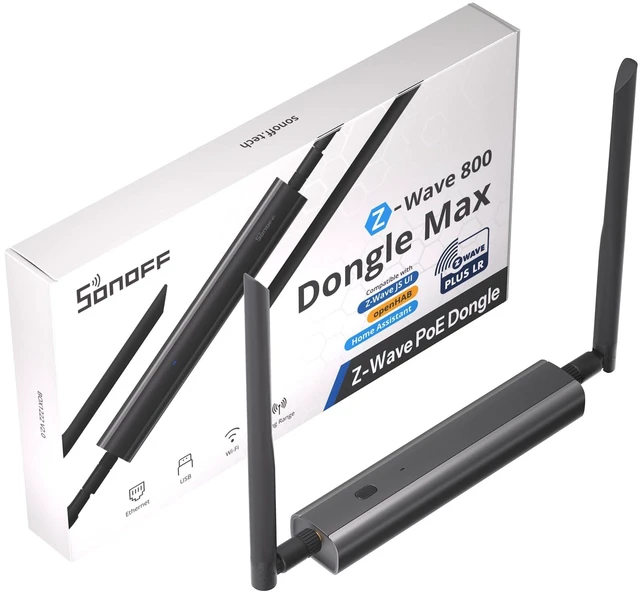 Main image of Z-Wave 800 PoE Dongle Max (Dongle-MZG23) EFR32ZG23 & ESP32D0 Chip, Compatible with Home Assistant & openHAB, Z-Wave Long Range Control, S2 Security, USB/TCP Connected
