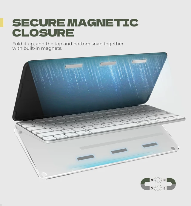 Alt view image 6 of 7 - Case for Apple Magic Keyboard with Touch ID/Lock Key 2021/2026 Dust-Proof, Protective, Magnetic Closure, Adjustable Typing Angles, Slim, Leather+PC Keyboard Cover, Black
