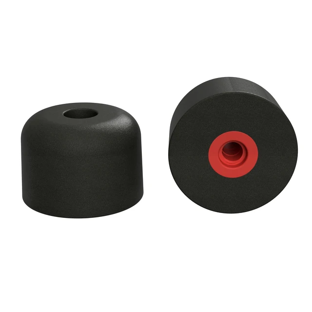 Alt view image 2 of 7 - Trilogy Foam Eartips for Earbuds (5 Pair, Short L, Red) Compatible with PRO, XTRA and WIRED earbuds, 5 pairs, short large, red foam eartips