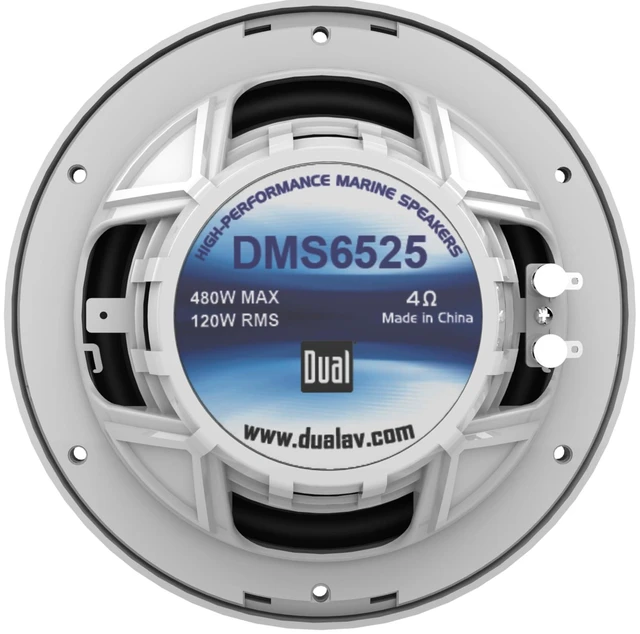 Alt view image 3 of 7 - DMS6525 6.5" 2-Way Marine Speakers Pair IPX5 480W Peak IPX5 water-resistant, corrosion & rust protection, 480W peak 120W RMS per speaker, high performance 2-way sound, white