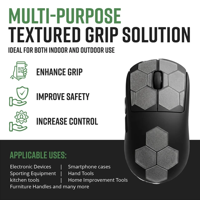 Alt view image 2 of 7 - Clear Rubber Grip Tape - 25 Precut 1" Hex Griptape Stickers (Pack of 1), Non-Slip Adhesive for Cell Phones, Controllers, Guns, and Mouse Grip Tape, Rubberized Durable Texture, Made in USA