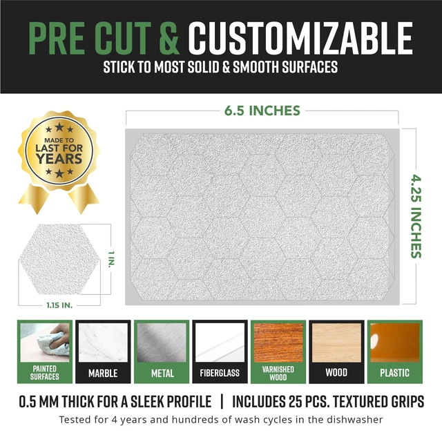 Alt view image 5 of 7 - Clear Rubber Grip Tape - 25 Precut 1" Hex Griptape Stickers (Pack of 1), Non-Slip Adhesive for Cell Phones, Controllers, Guns, and Mouse Grip Tape, Rubberized Durable Texture, Made in USA