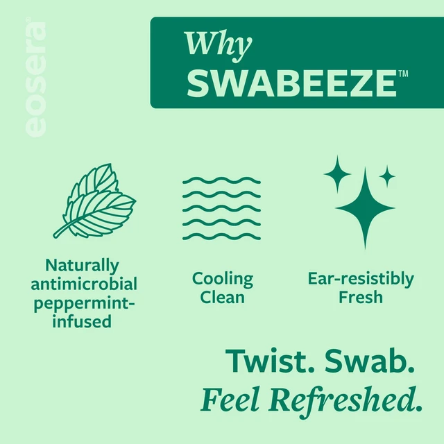 Alt view image 4 of 7 - Swabeeze Mint-Infused Antimicrobial Ear Cleaning Swabs 30 Pre-Moistened Swabs - Safe for Outer Ear, Hearing Aids, and Earbuds