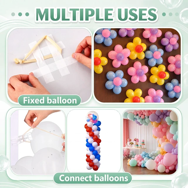 Alt view image 4 of 7 - 40 Pack 3.5 Inch Balloon Arch Clips 100 Pcs 260 Long Balloons Kit 3.5 Inch Large Heavy Duty Clip, Plastic Transparent, Clear 260 Long Balloons, For Arch Backdrop Garland, Long Twisting Decor