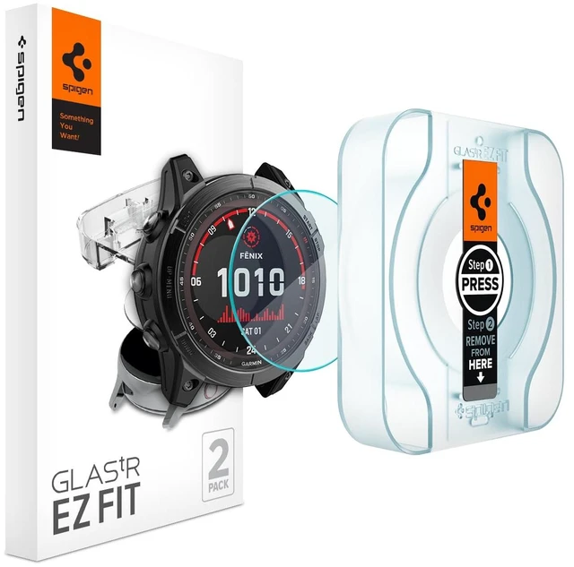 Main image of GlasTR EZ FIT Screen Protector for Garmin Fenix 8, 8 Pro, 7X (51mm) 9H+ tempered glass, Scratch resistance, auto-align tray, Lab-tested 100% clarity, Original touch, 2 Pack