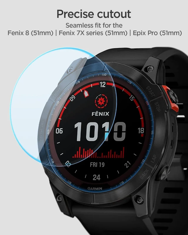Alt view image 5 of 7 - GlasTR EZ FIT Screen Protector for Garmin Fenix 8, 8 Pro, 7X (51mm) 9H+ tempered glass, Scratch resistance, auto-align tray, Lab-tested 100% clarity, Original touch, 2 Pack