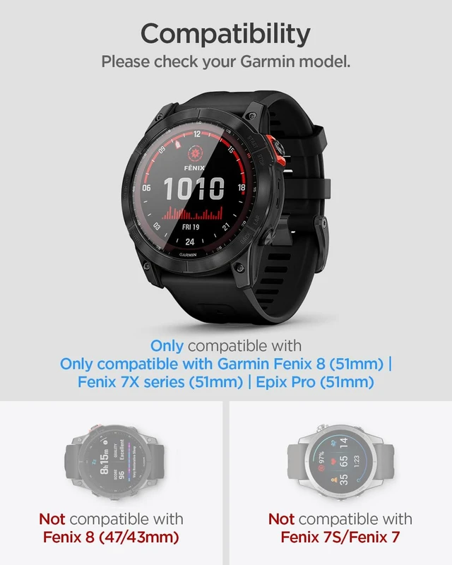 Alt view image 2 of 7 - GlasTR EZ FIT Screen Protector for Garmin Fenix 8, 8 Pro, 7X (51mm) 9H+ tempered glass, Scratch resistance, auto-align tray, Lab-tested 100% clarity, Original touch, 2 Pack
