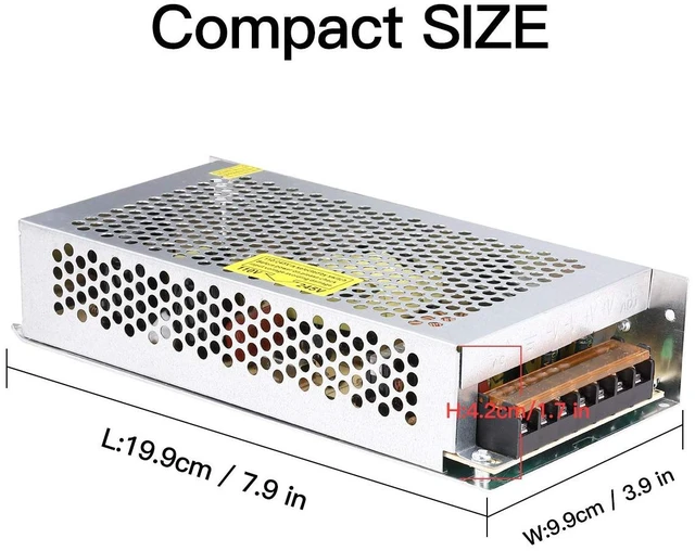 Alt view image 3 of 6 - 10A 120W 12V DC Power Supply, Universal Regulated Switching AC 110V/220V to DC Converter (SMPS) Transformer Driver Adapter for LED Strip Lights, CCTV Camera System, 3D Printer, Radio, Computer Project