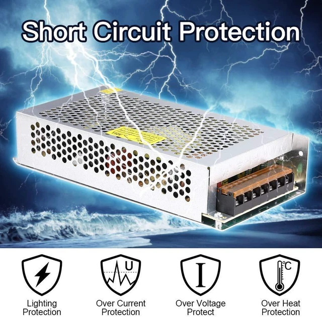 Alt view image 6 of 6 - 10A 120W 12V DC Power Supply, Universal Regulated Switching AC 110V/220V to DC Converter (SMPS) Transformer Driver Adapter for LED Strip Lights, CCTV Camera System, 3D Printer, Radio, Computer Project