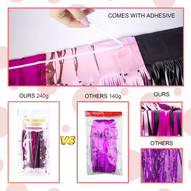 Alt view image 7 of 7 - Cartoon Mouse Birthday Party Supplies, 5PCS Cute Mouse Foil Fringe Curtains Black Pink Fuchsia Cartoon Mouse Photo Booth Prop Streamer Backdrop, Kawaii Party Decorations for Girls Baby