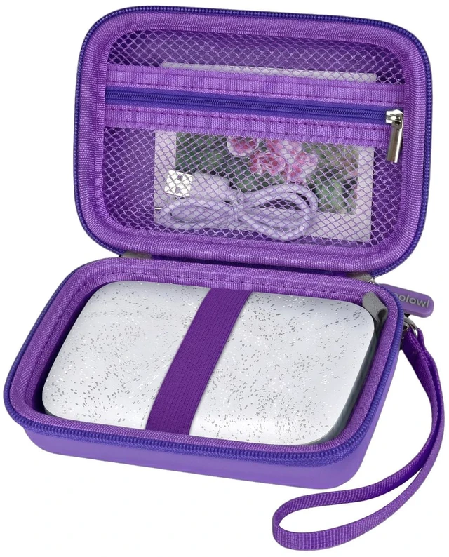 Main image of Hard Case for HP Sprocket Portable 2x3, Select and 2nd Edition Deep Purple Organizer, Room for Photo Paper, USB Cable and Small Accessories, School Projects, Parties and Trip - Box Only