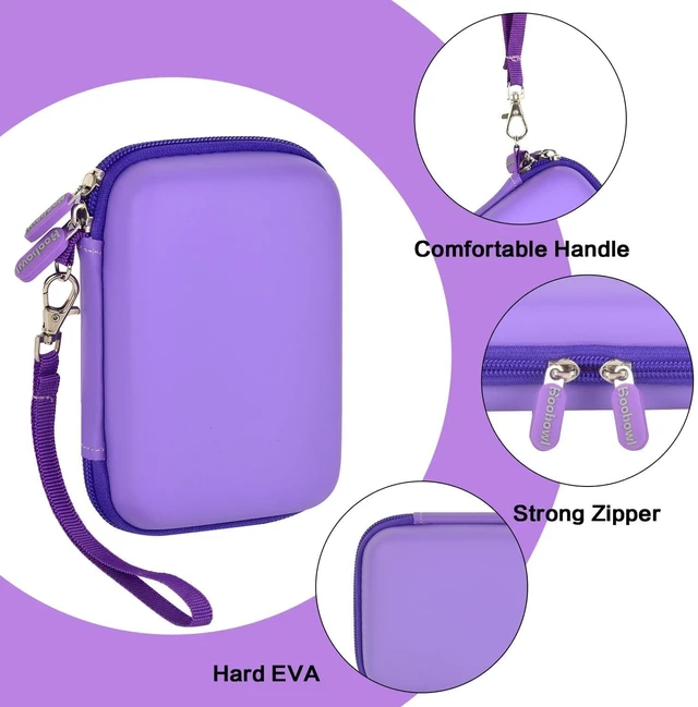 Alt view image 4 of 7 - Hard Case for HP Sprocket Portable 2x3, Select and 2nd Edition Deep Purple Organizer, Room for Photo Paper, USB Cable and Small Accessories, School Projects, Parties and Trip - Box Only