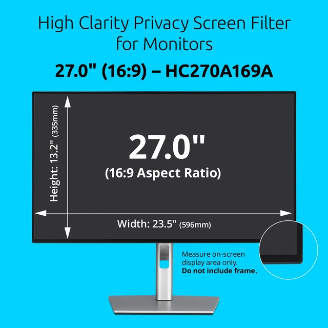 Alt view image 2 of 7 - High Clarity Privacy Screen for 27 inch 16:9 Widescreen Monitor, Easy Installation Computer Privacy Filter for Desktop, 2H hardness Protection, Compatible with LG Samsung Dell, HC270A169A
