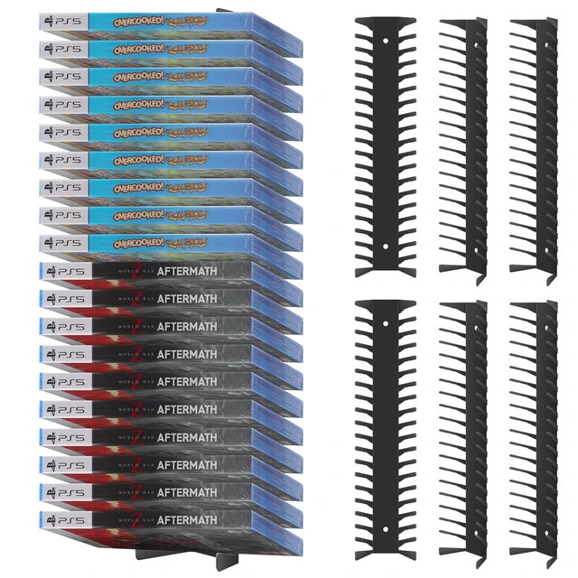 Main image of Video Game Storage Wall Mount - 6PCS Heavy-Duty Metal Game Case Holder Media Storage Shelves for PS, Xbox, DVD, Switch Game Organizer Display Stand, Holds up to 114