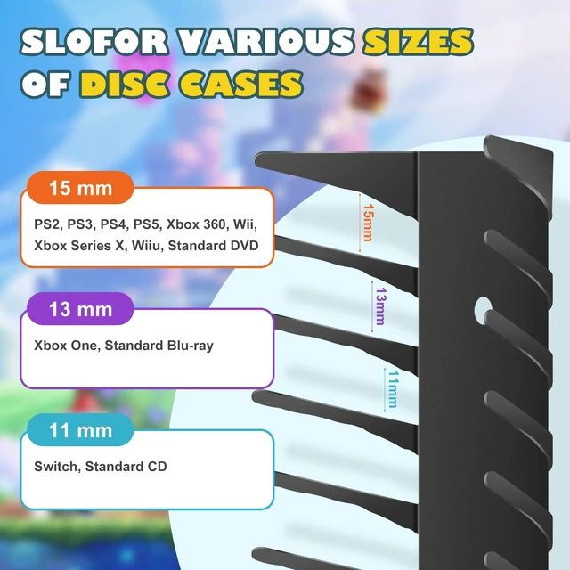 Alt view image 4 of 7 - Video Game Storage Wall Mount - 6PCS Heavy-Duty Metal Game Case Holder Media Storage Shelves for PS, Xbox, DVD, Switch Game Organizer Display Stand, Holds up to 114