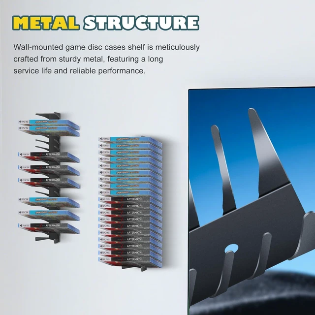Alt view image 5 of 7 - Video Game Storage Wall Mount - 6PCS Heavy-Duty Metal Game Case Holder Media Storage Shelves for PS, Xbox, DVD, Switch Game Organizer Display Stand, Holds up to 114