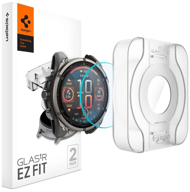 Main image of GlasTR EZ FIT Screen Protector for Garmin fnix8, Fenix 8 Pro (47mm) 9H+ tempered glass, Scratch resistance, auto-align tray, Lab-tested 100% clarity, Original touch, 2 Pack