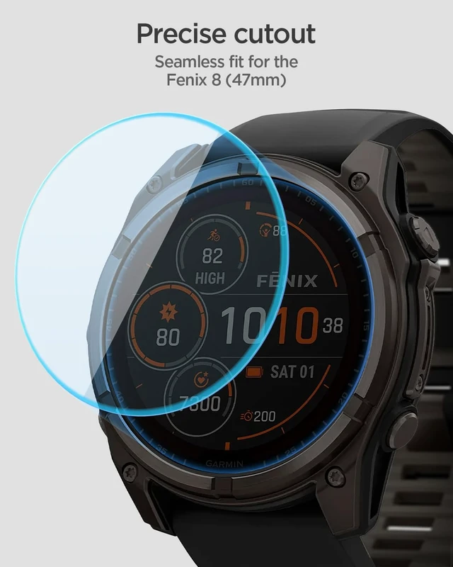 Alt view image 5 of 7 - GlasTR EZ FIT Screen Protector for Garmin fnix8, Fenix 8 Pro (47mm) 9H+ tempered glass, Scratch resistance, auto-align tray, Lab-tested 100% clarity, Original touch, 2 Pack