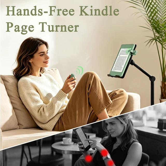 Alt view image 2 of 7 - Remote Control Page Turner Ring for Kindle Paperwhite Oasis Scribe Kobo Page Turner for iPad iPhone Android Tablets E-Readers, Kindle Accessories for Thick Cases, Camera Camcorder Remote Controls