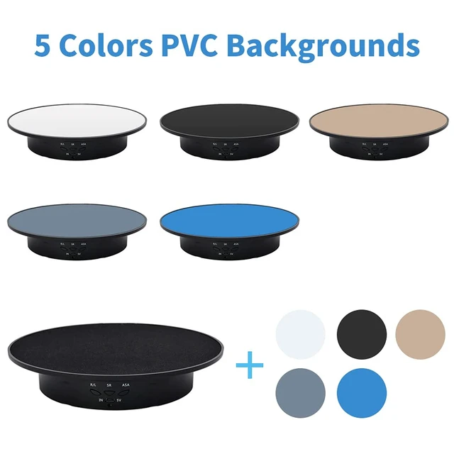 Alt view image 3 of 7 - Motorized Rotating Display Stand, 7.87inch /17.6lbs Load, 360 Degree Electric Rotating Turntable for Photography Products, Jewelry, 3D Model,with 5 Colors Backgrounds- Black
