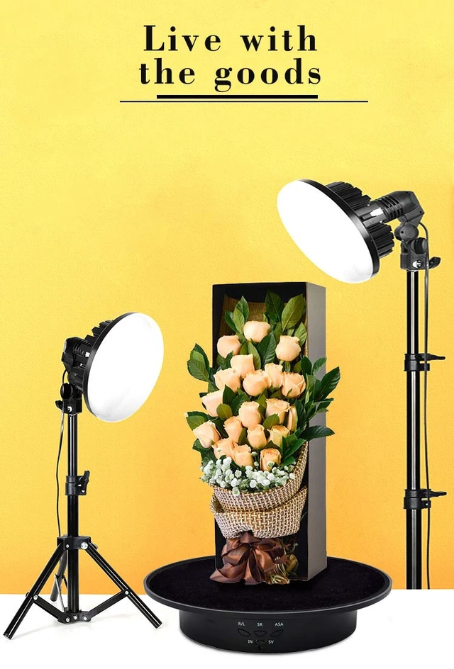 Alt view image 5 of 7 - Motorized Rotating Display Stand, 7.87inch /17.6lbs Load, 360 Degree Electric Rotating Turntable for Photography Products, Jewelry, 3D Model,with 5 Colors Backgrounds- Black