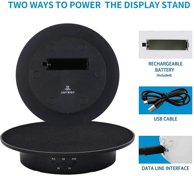 Alt view image 2 of 7 - Motorized Rotating Display Stand, 7.87inch /17.6lbs Load, 360 Degree Electric Rotating Turntable for Photography Products, Jewelry, 3D Model,with 5 Colors Backgrounds- Black