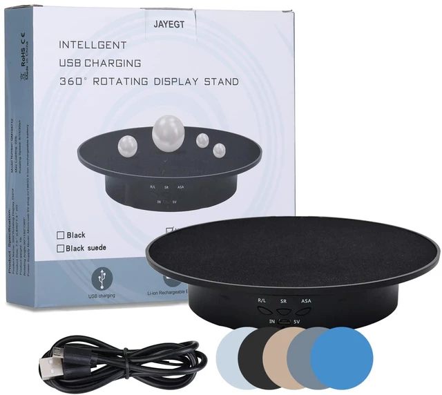 Alt view image 6 of 7 - Motorized Rotating Display Stand, 7.87inch /17.6lbs Load, 360 Degree Electric Rotating Turntable for Photography Products, Jewelry, 3D Model,with 5 Colors Backgrounds- Black