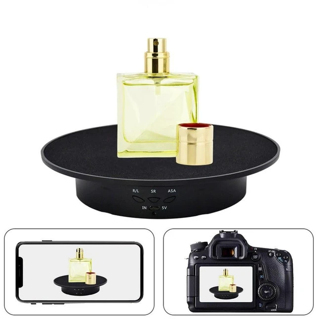 Alt view image 7 of 7 - Motorized Rotating Display Stand, 7.87inch /17.6lbs Load, 360 Degree Electric Rotating Turntable for Photography Products, Jewelry, 3D Model,with 5 Colors Backgrounds- Black