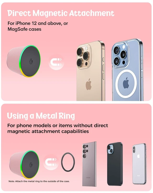 Alt view image 6 of 7 - Small Portable Bluetooth Speaker Birthday Gifts Magnetic Phone Stand Magnetic Wireless Bluetooth Speaker,TWS Pairing,9 RGB Modes,IPX5 Waterproof,Travel Essentials Cool Gadget for Women Teen Girl