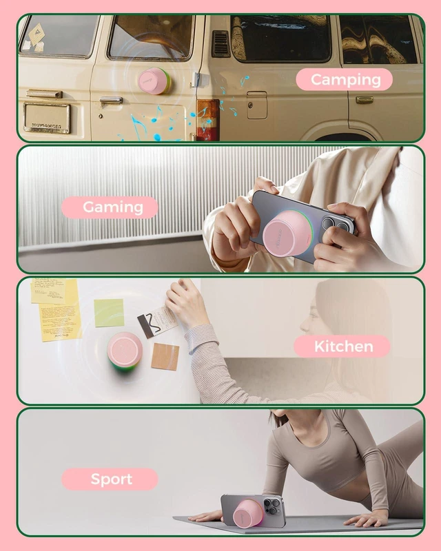 Alt view image 7 of 7 - Small Portable Bluetooth Speaker Birthday Gifts Magnetic Phone Stand Magnetic Wireless Bluetooth Speaker,TWS Pairing,9 RGB Modes,IPX5 Waterproof,Travel Essentials Cool Gadget for Women Teen Girl