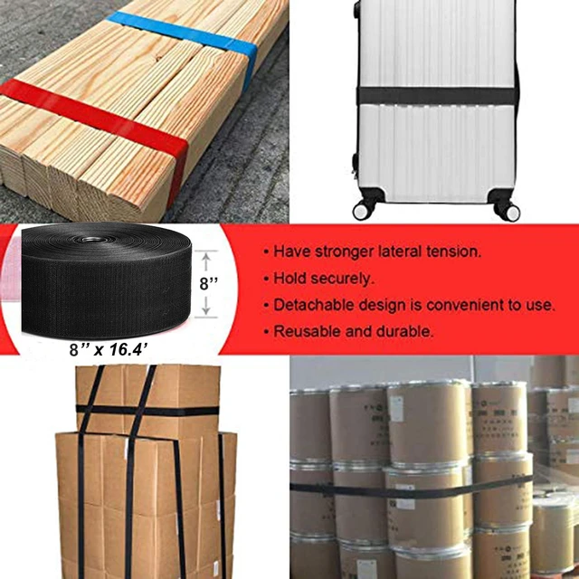 Alt view image 4 of 6 - 8in x 16.4ft Black Heavy Duty Hook Loop Straps Cut to Length Double-Sided Self-gripping roll Reusable Cable Ties Cord Management for Secure Hold Bundle Suitable for Indoor and Outdoor Use